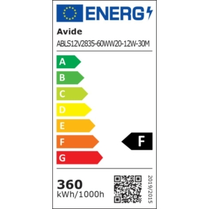 Kép 3/3 - Avide LED Szalag 12V 12W 3000K IP20 30m, 2835-60, 1200 lumen, 30m