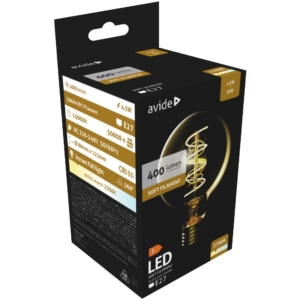 Kép 3/5 - Avide LED Filament fényforrás E27, 4.5 W, 2700K, 400 lumen, G80