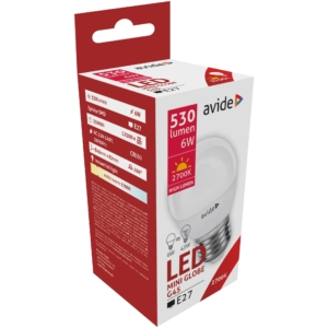 Kép 2/4 - Avide LED fényforrás G45 6W E27, 2700K, 530 lm