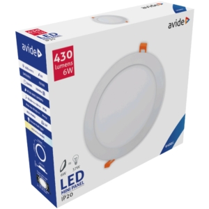 Kép 2/6 - Avide beépíthető LED panel kerek ALU 6W 6400K, 430 lumen