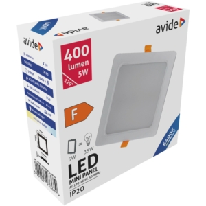 Kép 2/3 - Avide LED Beépíthető Négyzetes Mennyezeti Lámpa Műanyag 5W 6400K, 400 lumen