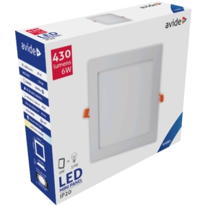 Kép 2/8 - Avide beépíthető LED panel négyzetes ALU 6W 6400K, 430 lumen