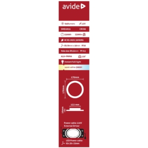 Kép 3/10 - Avide LED Beépíthető Kerek Mennyezeti Lámpa ALU 12W 3000K, 940 lumen