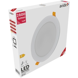 Kép 2/3 - Avide LED Beépíthető Kerek Mennyezeti Lámpa Műanyag 24W 3000K, 2600 lumen
