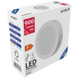 Kép 2/4 - Avide Kerek LED panel Műanyag 9W, 6400K, 900 lumen