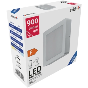 Kép 2/4 - Avide Négyzetes LED panel Műanyag 9W, 6400K, 900 lumen