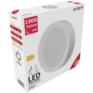Kép 2/4 - Avide Kerek LED panel Műanyag 18W, 3000K, 1900 lumen