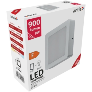 Kép 2/4 - Avide Négyzetes LED panel Műanyag 9W, 3000K, 900 lumen