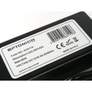 Kép 2/2 - Optonica LED Adapter 12 Volt, dugvillás tápegység LED szalaghoz (80W/6.5A)