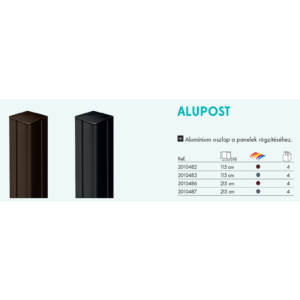 Kép 2/5 - Nortene Térelválasztó panelhez oszlop: Alupost tartóoszlop (115 cm) szürke