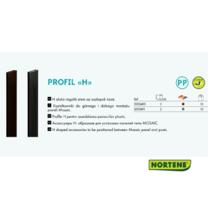 Kép 2/5 - Nortene Térelválasztó panelhez vízszintes közdarab - H profil (97.5 cm) szürke