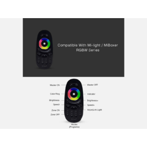 Kép 7/8 - MiLight csoport zóna távirányító RGB és RGBW LED szalaghoz, fekete