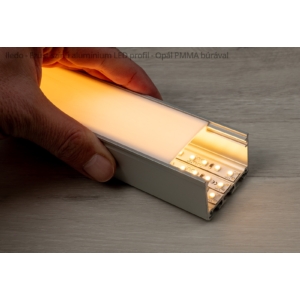 Kép 4/4 - Lumines ILEDO Ezüst - Alu XXL U profil LED szalaghoz, függeszthető (Opál PMMA búrával)