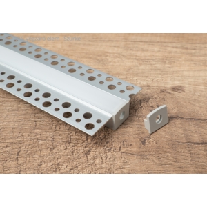 Kép 4/4 - Led Profiles ALP-015 Ezüst - Végzáró elem gipszkartonba süllyeszthető alu profilhoz, szürke színben