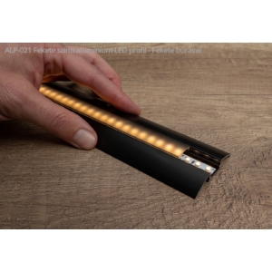 Kép 3/3 - Led Profiles ALP-021 Fekete - Alumínium burkolatváltó profil LED szalaghoz (Fekete búrával)