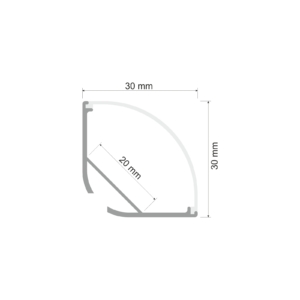 Kép 2/3 - Led Profiles ALP-016R Fehér - Alumínium sarokprofil LED szalaghoz, íves (Opál búrával)