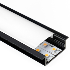 Kép 1/3 - Led Profiles ALP-011 Fekete - Süllyeszthető alu profil LED szalaghoz (Opál búrával)