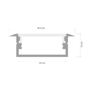 Kép 2/3 - Led Profiles ALP-011 Fekete - Süllyeszthető alu profil LED szalaghoz (Opál búrával)