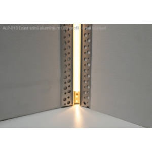Kép 3/3 - Led Profiles ALP-018 Ezüst - Gipszkarton belső sarok világításhoz glettelhető alu profil (Opál búrával)