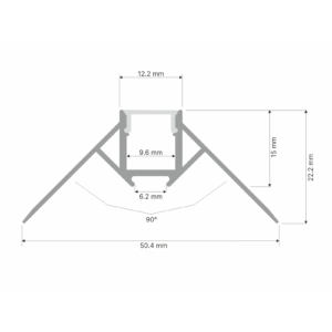 Kép 2/3 - Led Profiles ALP-019 Ezüst - Gipszkarton külső sarok világításhoz glettelhető alu profil (Opál búrával)