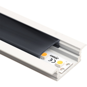 Kép 1/3 - Led Profiles ALP-001 Fehér - Alumínium U profil LED szalaghoz, süllyeszthető (Fekete búrával)
