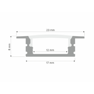Kép 2/3 - Led Profiles ALP-001 Fehér - Alumínium U profil LED szalaghoz, süllyeszthető (Fekete búrával)