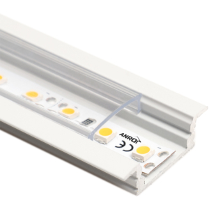 Kép 1/3 - Led Profiles ALP-001 Fehér - Alumínium U profil LED szalaghoz, süllyeszthető (Átlátszó búrával)