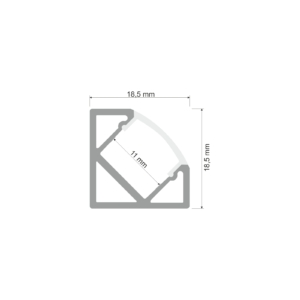 Kép 2/3 - Led Profiles ALP-007 Ezüst - Alumínium sarok profil LED szalaghoz (Fekete búrával)