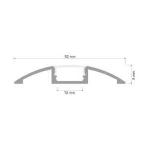 Kép 2/3 - Led Profiles ALP-021 Ezüst - Alumínium burkolatváltó profil LED szalaghoz (Átlátszó búrával)