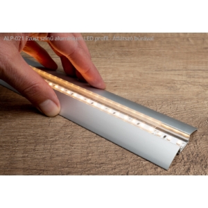 Kép 3/3 - Led Profiles ALP-021 Ezüst - Alumínium burkolatváltó profil LED szalaghoz (Átlátszó búrával)