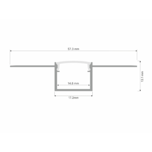 Kép 2/3 - Led Profiles ALP-015 Ezüst - Gipszkartonba süllyeszthető alu profil LED szalaghoz (Átlátszó búrával)