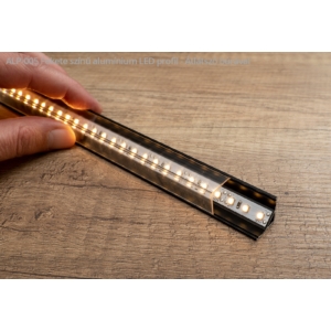 Kép 3/3 - Led Profiles ALP-005 Fekete - Alumínium sarok profil LED szalaghoz, szögletes (Átlátszó búrával)