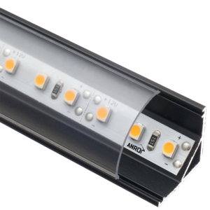 Kép 1/3 - Led Profiles ALP-006 Fekete - Alumínium sarok profil LED szalaghoz, íves (Átlátszó búrával)