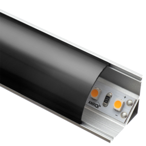 Kép 1/3 - Led Profiles ALP-006 Ezüst - Alumínium sarok profil LED szalaghoz, íves (Fekete búrával)