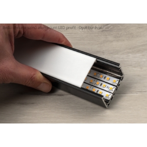 Kép 3/4 - Lumines ILEDO Fekete - Alu XXL U profil LED szalaghoz, függeszthető (Opál PVC búrával)