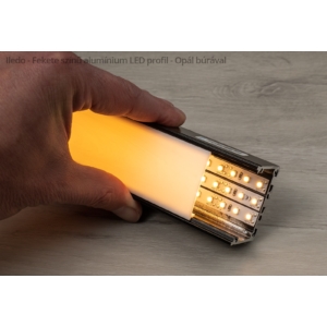 Kép 4/4 - Lumines ILEDO Fekete - Alu XXL U profil LED szalaghoz, függeszthető (Opál PVC búrával)