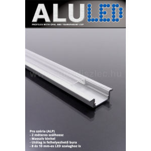 Kép 2/6 - LED Profiles ALP-001 - Aluminium U profil ezüst, LED szalaghoz, átlátszó burával
