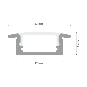 Kép 3/6 - LED Profiles ALP-001 - Aluminium U profil ezüst, LED szalaghoz, átlátszó burával