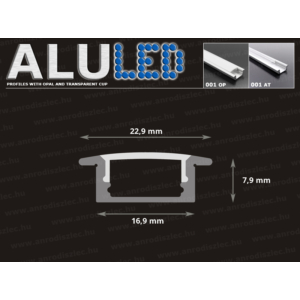 Kép 4/6 - LED Profiles ALP-001 - Aluminium U profil ezüst, LED szalaghoz, átlátszó burával