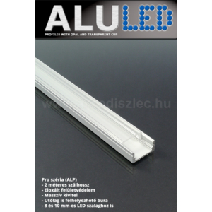 Kép 2/6 - LED Profiles ALP-002 - Aluminium U profil ezüst, LED szalaghoz, átlátszó burával