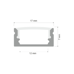 Kép 3/6 - LED Profiles ALP-002 - Aluminium U profil ezüst, LED szalaghoz, átlátszó burával
