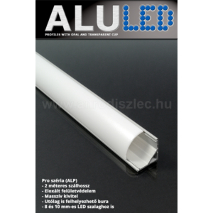 Kép 2/6 - LED Profiles ALP-006 Aluminium sarok profil ezüst, LED szalaghoz, opál burával