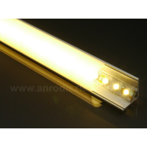 Kép 6/6 - LED Profiles ALP-006 Aluminium sarok profil ezüst, LED szalaghoz, opál burával