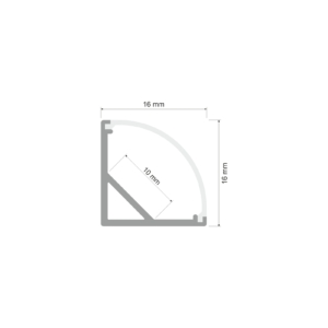 Kép 3/6 - LED Profiles ALP-006 Aluminium sarok profil ezüst, LED szalaghoz, átlátszó burával