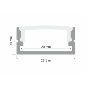 Kép 2/2 - ArtLED Alumínium U profil ezüst, opál búrával, 2 méter, 20 mm