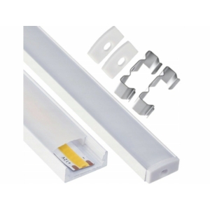 Kép 1/7 - ArtLED Alumínium U profil szett, fehér, opál búrával, 2 méter, 12.4 mm
