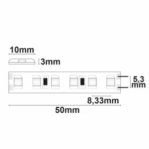 Kép 2/3 - ISOLED SIL845 LED szalag, 24V, 9,6W, IP66, 4500K, 120 LED/m, 775 lm, 5 méter
