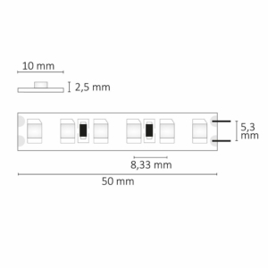 Kép 3/5 - ISOLED  SIL840 LED szalag, 24V, 9.6W, IP20, 4000K, 120 LED/m, 950 lm, 5 méter