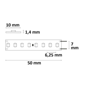 Kép 3/3 - ISOLED HEQ930 LED szalag High Bright, 24V, 12W, IP20, 3000K, 160 LED/m, 1600 lm, 5 méter