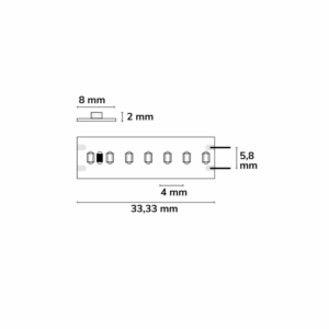 Kép 2/4 - ISOLED CRI930 Linear8 flexibilis LED szalag, 24V, 8W, IP20, 3000K, 210 LED/m, 830 lm, 5 méter